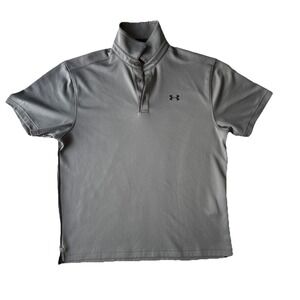 Under Armour Shirt Mens L Large Gray‎ HeatGear Loose Moisture Wicking Golf Polo
